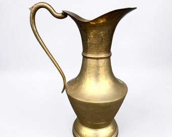 Vintage Middle Eastern Brass Pitcher – Large Hand‑Hammered Brass Jug