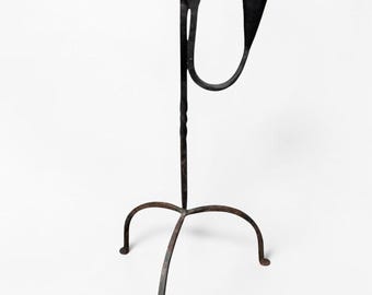 Antique Wrought Iron Rush Light Candle Holder – Large Early