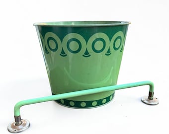 Vintage Art Deco Jadite Bathroom Set – Metal Waste Basket & Towel Bar