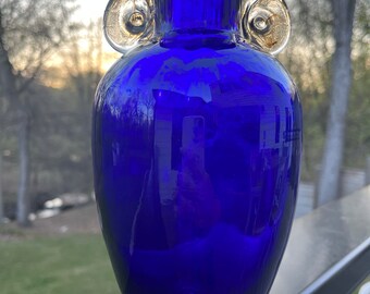 Vintage Murano Style Cobalt Blue Glass Vase