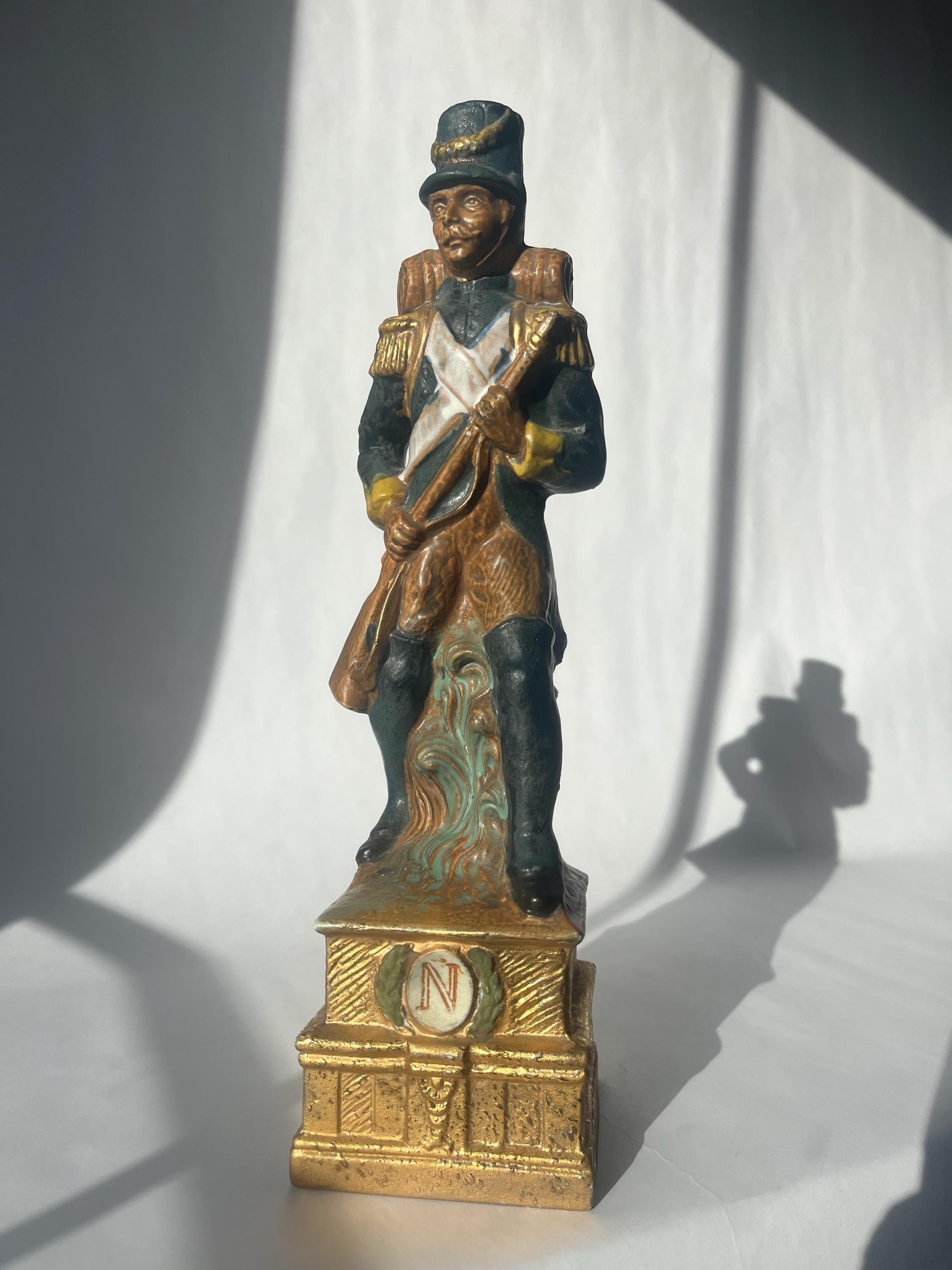 Vintage 1970s Napoleon Soldier red wine bottle / decanter