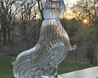 Vintage French clear glass rooster decanter