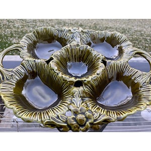 Vintage 1970s avocado green divided dish Whittier California Pottery