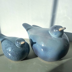 Vintage Studio Keramik Seevogel - Skulptur mit blauer Tropfglasur