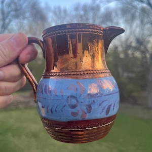 Antique copper lusterware creamer jug