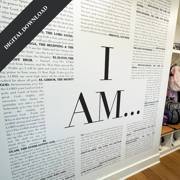 Names of God Scripture Wall Decal (DIGITAL DOWNLOAD for print): Christian Wall Art
