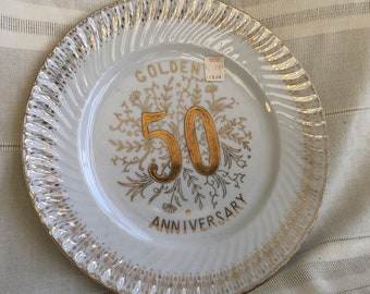 50th Golden Anniversary Gift, Wedding Anniversaries, MINT Condition, Porcelain China Plate, Vintage NORCREST Fine China, Gift for Parents