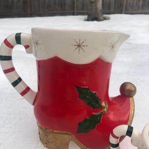Vintage Christmas NAPCO Candy Cane Santa Boot Pitcher & Mug Set, Setof6 ...