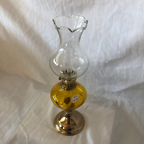 Vintage Glass Lantern, Never Been Used, Hurricane Oil Lamp, NORCREST Retro Midcentury Amber Glass Lantern, Hurricane Glass Cover