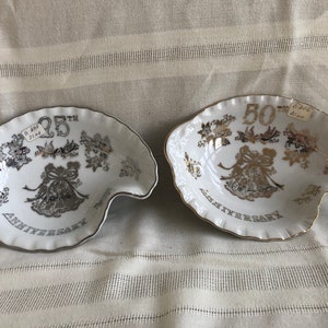 Regalos para el 25.° aniversario de bodas de oro y plata, en perfecto estado, plato para dulces de porcelana china de cerámica para el 50.° aniversario