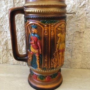 Vintage GIANT Beer Stein, MINT Condition, XL Ceramic Mug, Circa 1960-70s Steins, Kings and Knights, Decorative Drinking Container, Japan