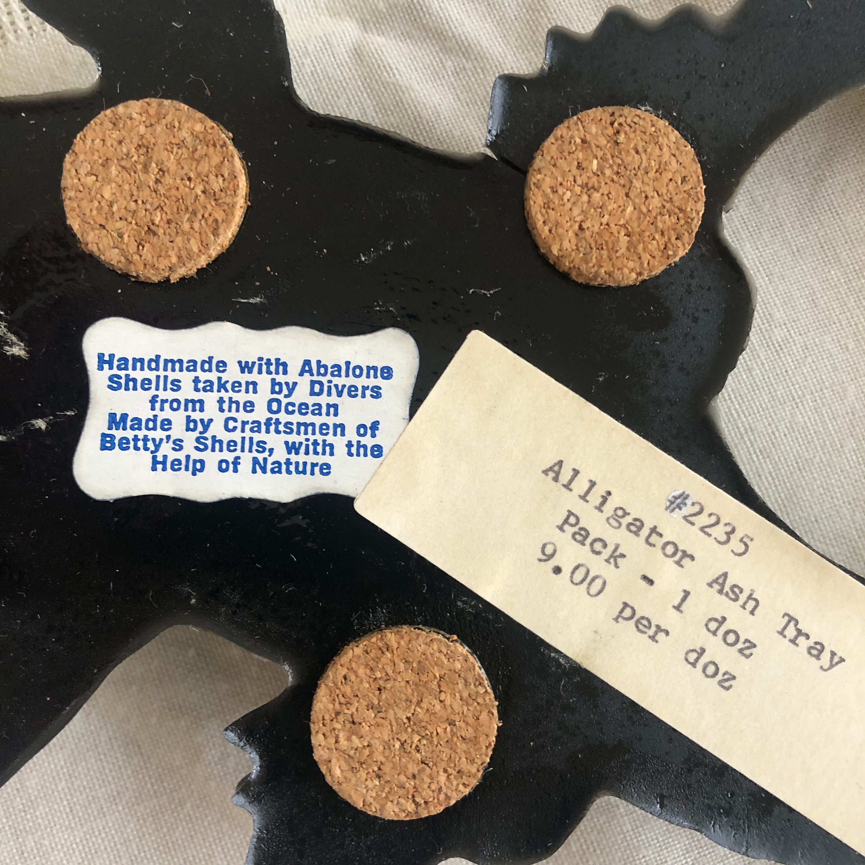 1960s Black Ashtray, NEVER USED, Midcentury Lucite Alligators, MCM