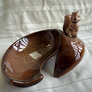 Vintage NORCREST Squirrel Dish, MINT CONDITION, Brown Catchall Tray, Circa 1960-70s,  Squirrel Decorative Bowl, Fall Autumn Decor, Japan