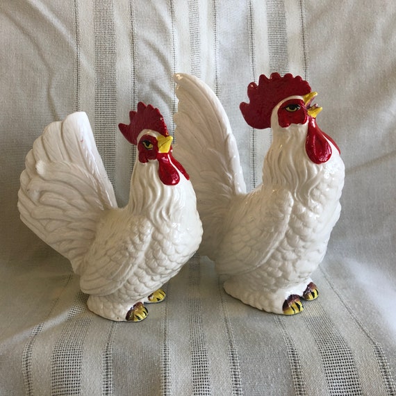 Vintage 1960s ROOSTER Figurines, Vintage NORCREST Ceramic