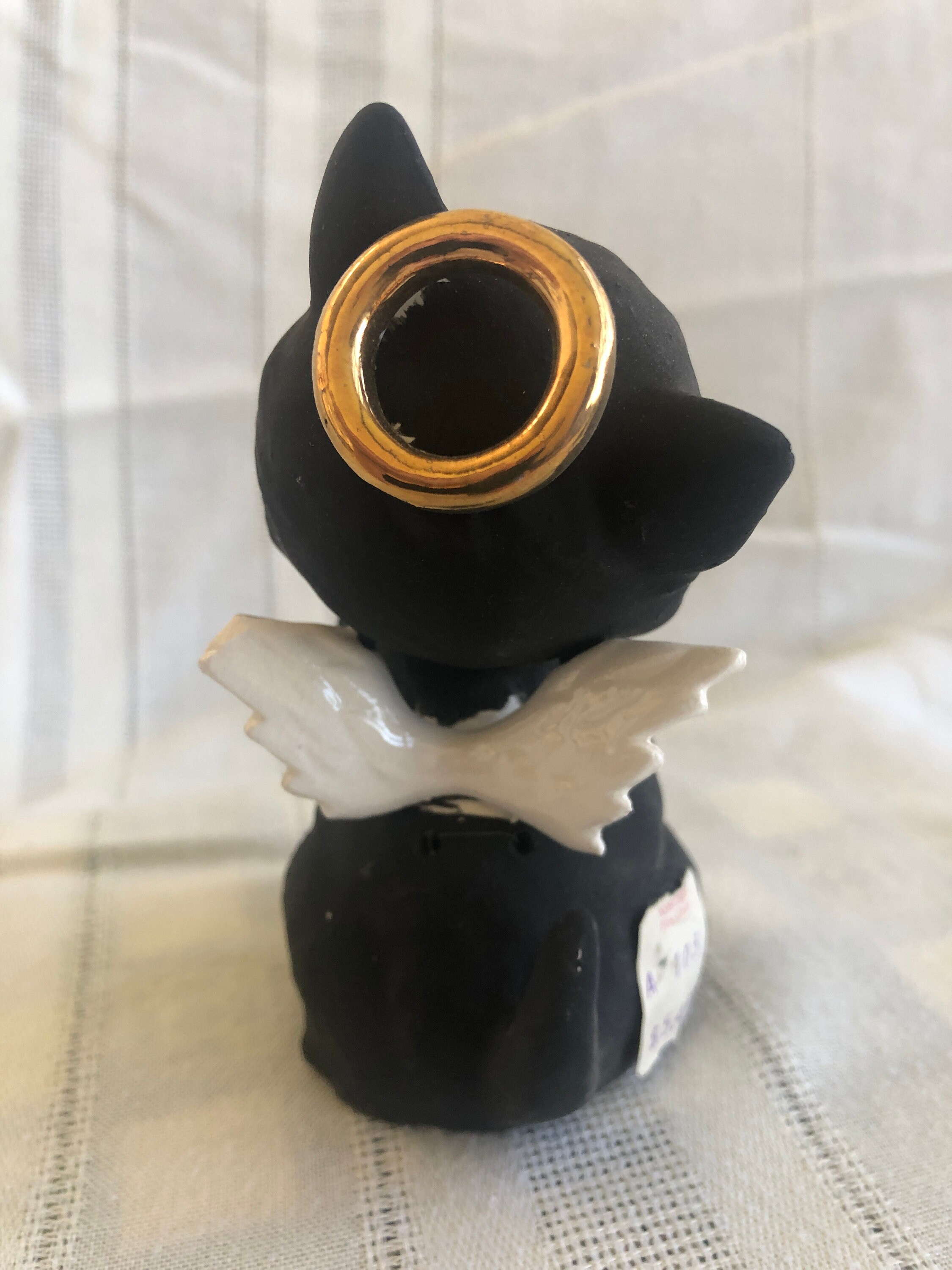 Vintage NORCREST Ceramic Cat Bell, Black Cats, Midcentury