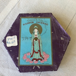 Incense Cones Midcentury, 1970s Oriental Kannon Incense, Great Retro Packaging, Boxed Scented Cone Incense, Made in Japan