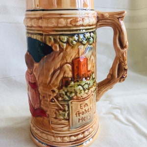Vintage German Beer Stein, Ceramic Mug, Circa 1950s-60s Steins, Drinking Container, Made in Japan