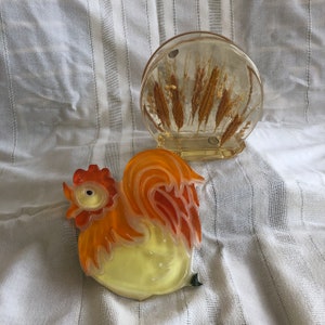 MINT Midcentury LUCITE Serviettenhalter oder Hahn Untersetzer, Herbstfarben Dekor, kitschige orange gelbe Topflappen, Retro Serviettenhalter mit Marienkäfer