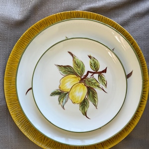 Plates Platter Lemon Tree, Set of 3, 1960s MCM Ceramic Dishes by