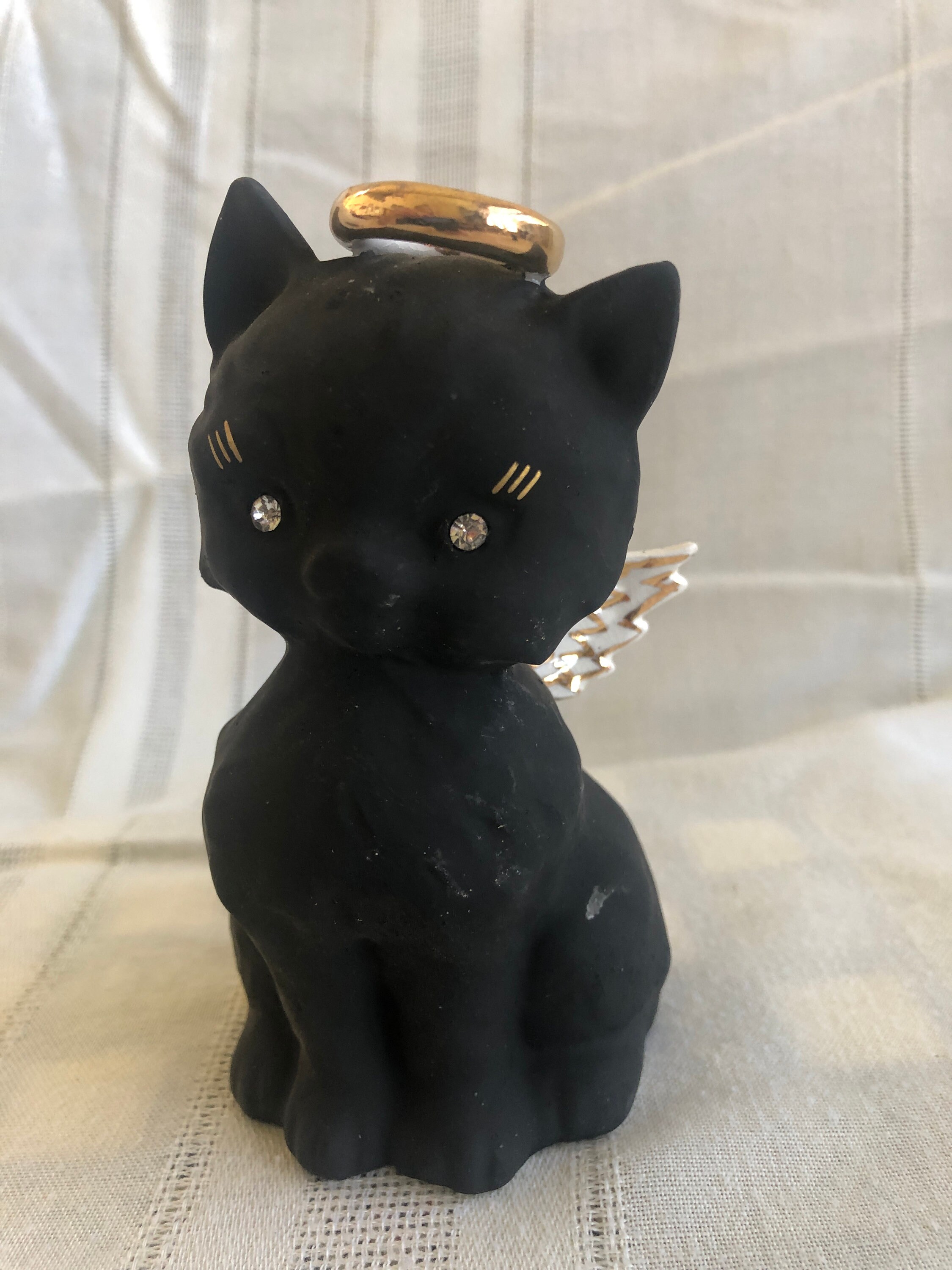 Vintage NORCREST Ceramic Cat Bell, Black Cats, Midcentury