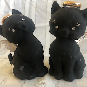 Vintage NORCREST Ceramic Cat Bell, Black Cats, Midcentury  Kitschy Halo Cats Kittens, 1950s-60s Porcelain Kitties, Made in Japan