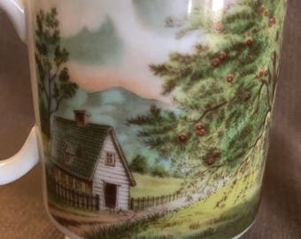 Vintage Farmhouse Coffee Mug, Set of 2, Ceramic Mugs