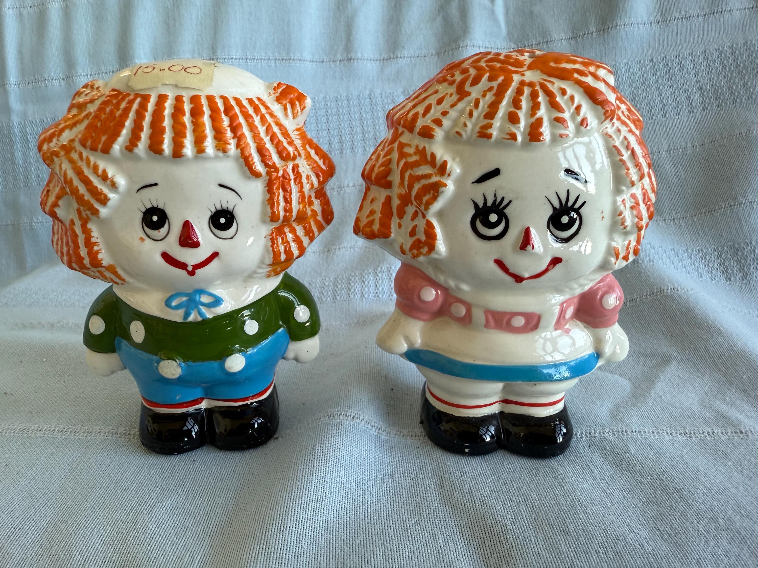 Vintage Raggedy Ann and Andy Salt & Pepper Shakers, Kitschy