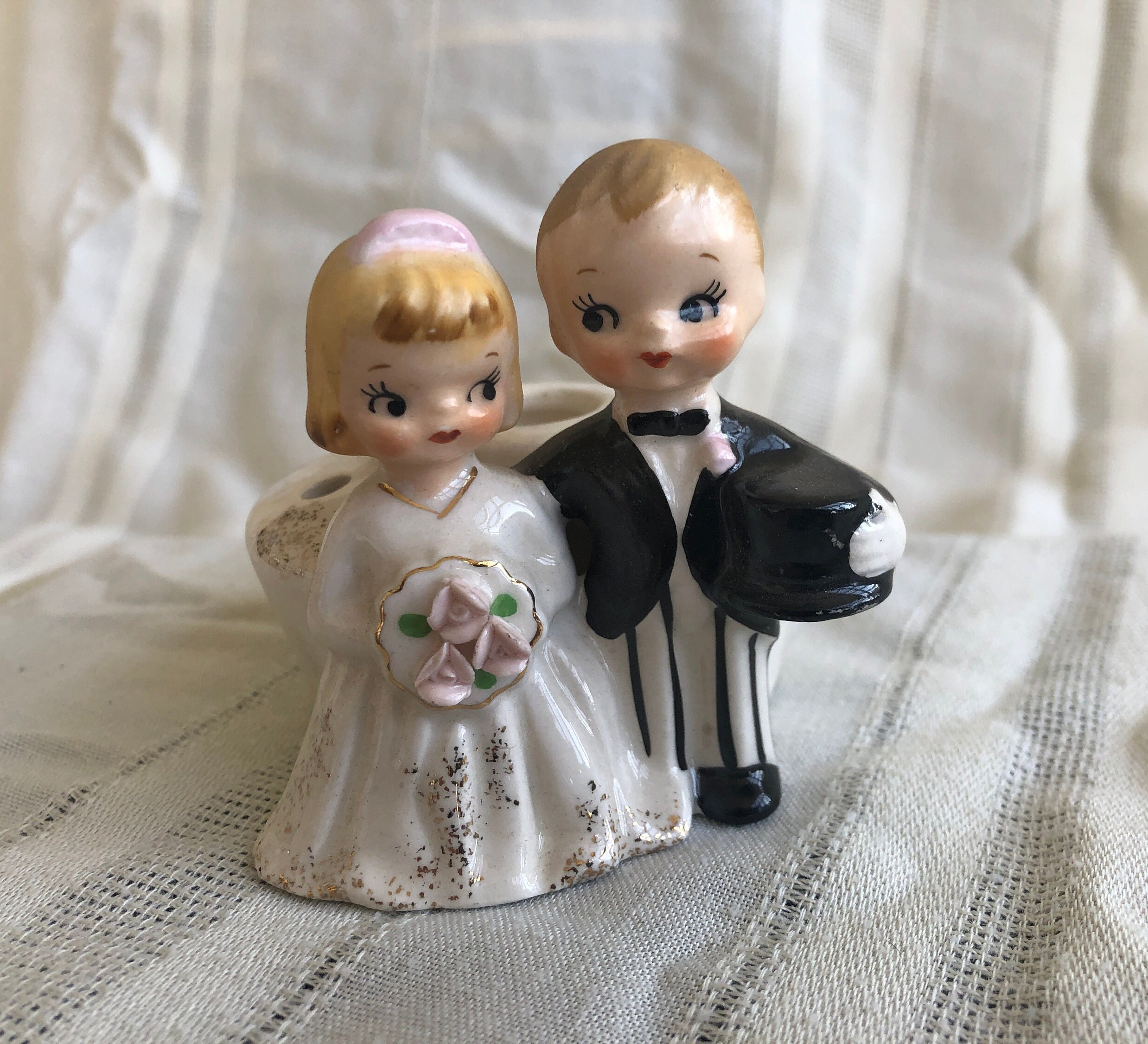 貴重！50's〜フルーツの石膏壁掛けアメリカアンティーク　USAヴィンテージ雑貨 Vintage NORCREST Ceramic Wedding Couple, MINT CONDITION, 1950s