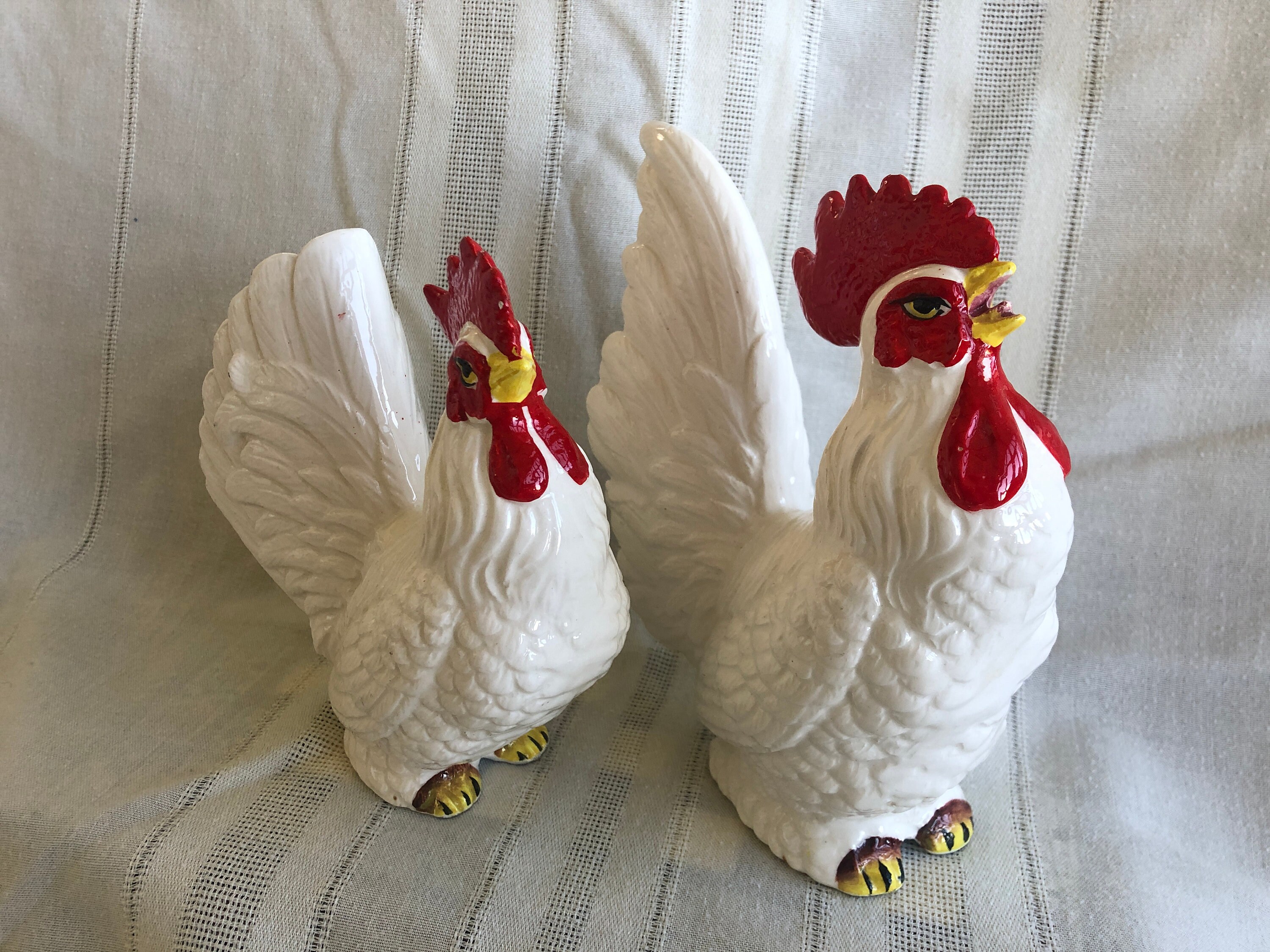 Vintage 1960s ROOSTER Figurines, Vintage NORCREST Ceramic