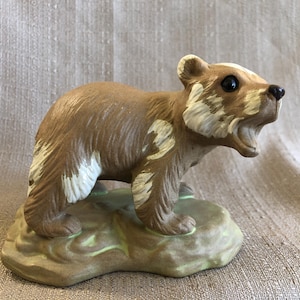 Vintage Small Ceramic Bear Figurine, MINT CONDITION, Brown Porcelain Bear Statue, Anthropomorphic Bear Decor, Made in Japan