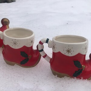 Vintage Christmas NAPCO Candy Cane Santa Boot Pitcher & Mug Set, Setof6 ...