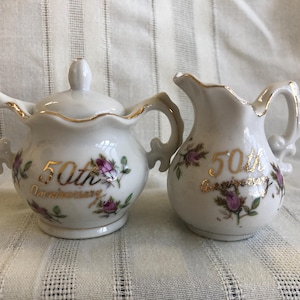 Regalos de aniversario de oro de MINT, juego de azucarero y jarra para leche vintage NORCREST del 50.° aniversario, juego de 2, aniversarios de boda de los años 50, Japón