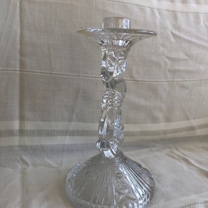 Vintage Premium Candlestick Holder, MINT CONDITION, Czechoslovakian Glassworks MCM, 1940s Art Deco, Heavy & Substantial, Crystal? Glass?