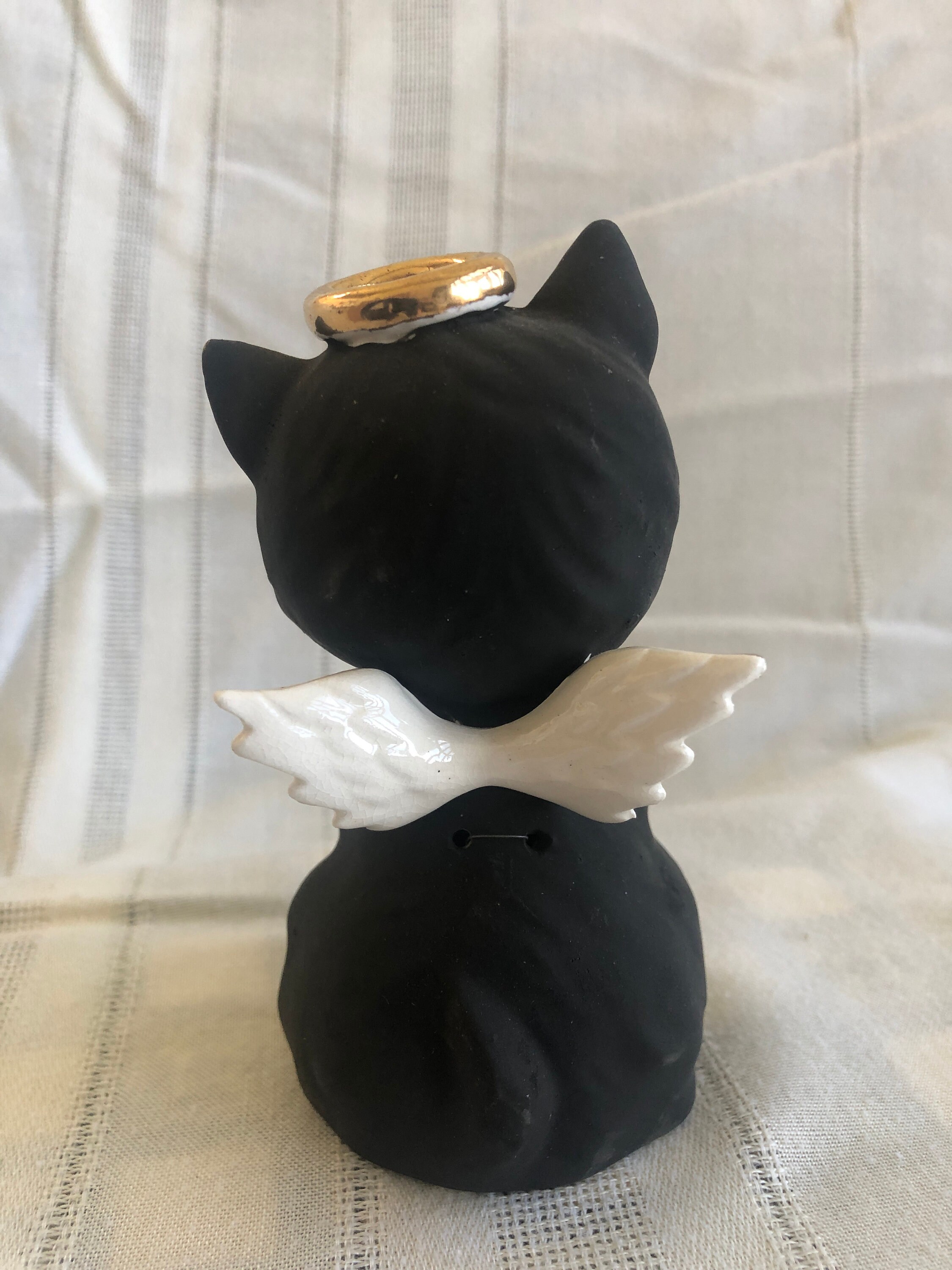 カメオ ネコ アンティーク A124 Vintage NORCREST Ceramic Cat Bell, Black Cats, Midcentury