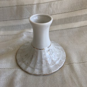 Candlestick Holder Vintage, MINT CONDITION, 1940s Lusterware Ceramic NORCREST Candle Holder, 4&quot; Tall, Gold White Pottery, Made in Japan