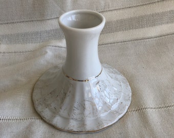 Candlestick Holder Vintage, MINT CONDITION, 1940s Lusterware Ceramic NORCREST Candle Holder, 4" Tall, Gold White Pottery, Made in Japan
