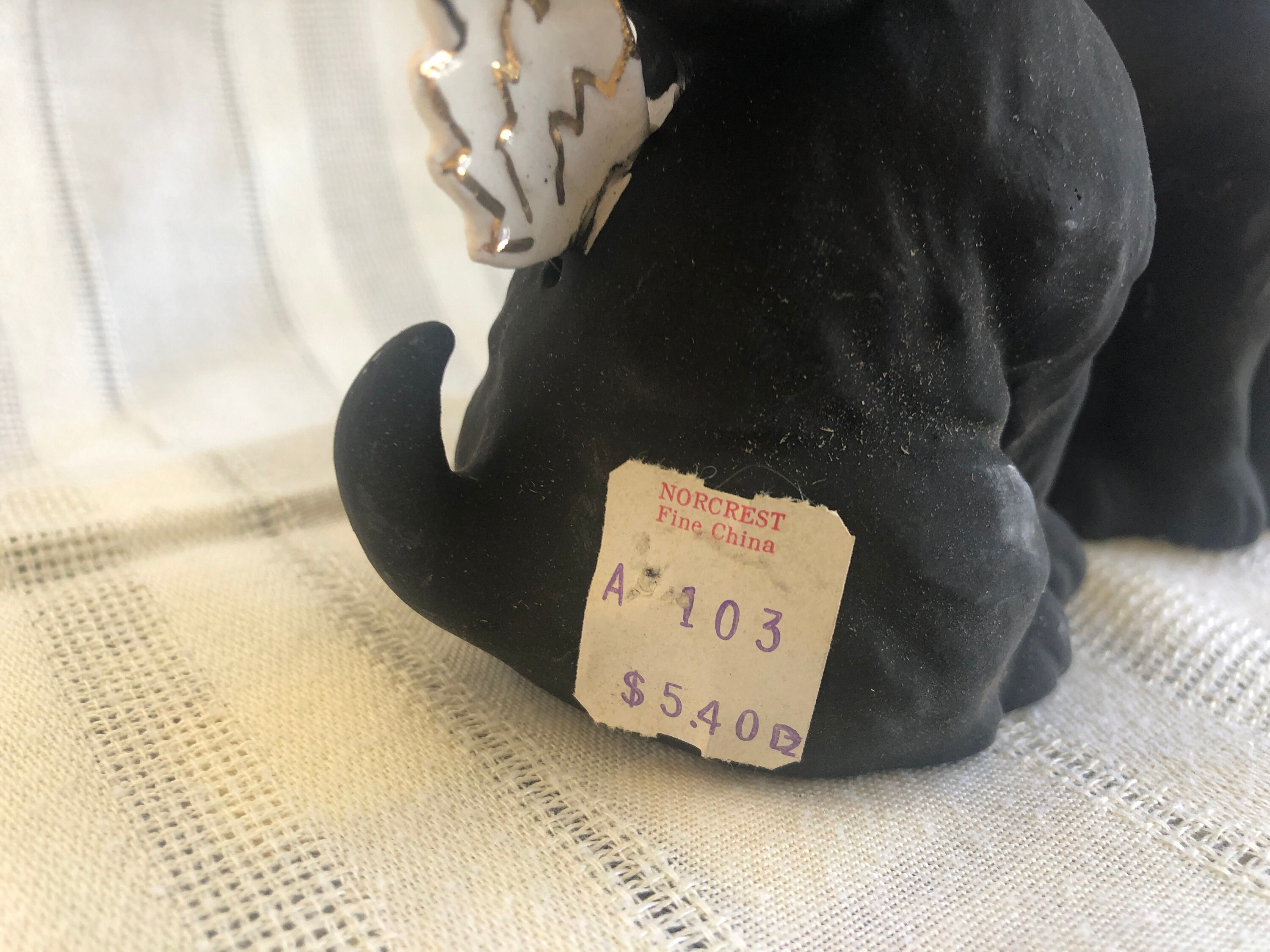 Vintage NORCREST Ceramic Cat Bell, Black Cats, Midcentury