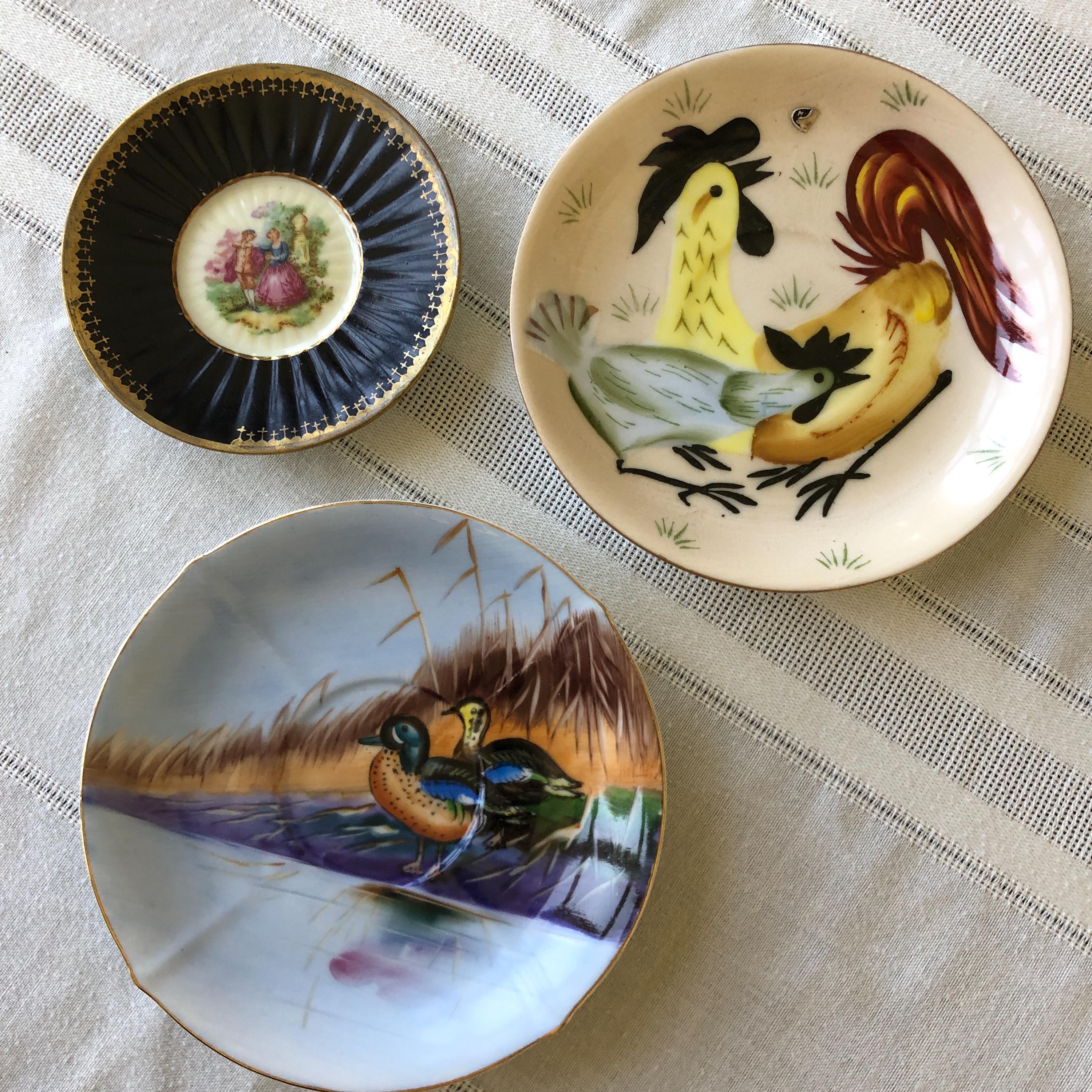 Vintage Decorative Ceramic Plates, Handpainted Ducks, Chickens