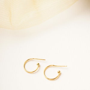 Mini Hoop Earring With Ombre Pink Charm 18K Gold Plated image 2