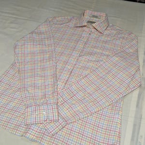 Chemise Homme Faconnable Taille M - Vichy Bleu, Manches Longues, Coton