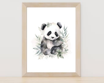 Panda nursery wall art, Panda print, Nursery decor, Animal wall art, gender neutral nursery decor, Panda poster, Watercolour, Kids wall art