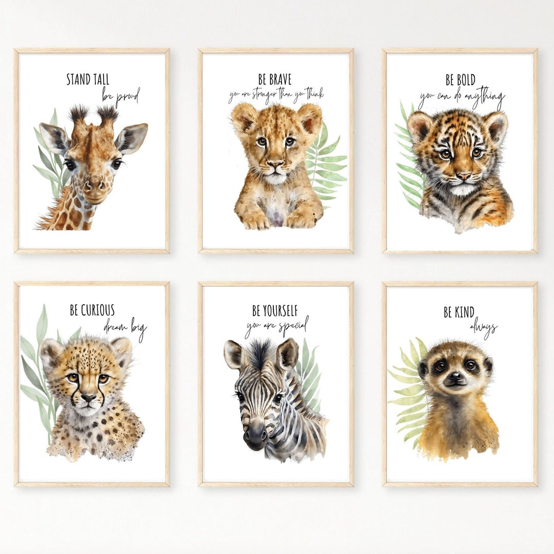 Safari Animal Prints Printable Wall Art Positive Quotes for - Etsy