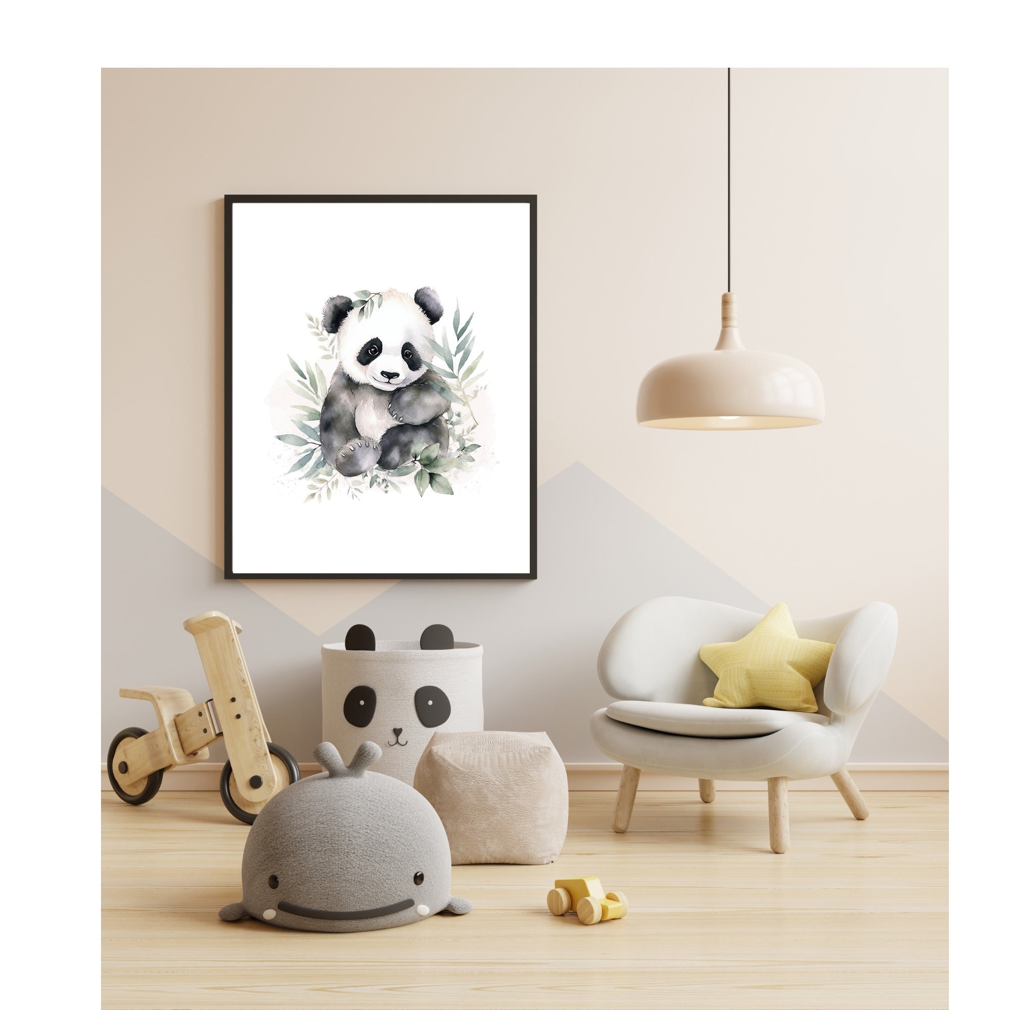 Panda Watercolor Nursery Print: Animal Wall Art (digital Download) - Etsy