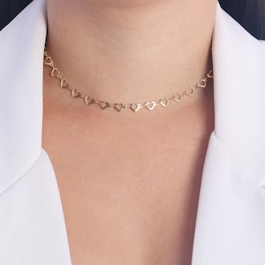 Minimalist Heart Gold Filled Choker 18K | Woman Jewelry | Woman Choker | Minimalist Gold Chain | Gifted jewelry | Gol d G ift H eart