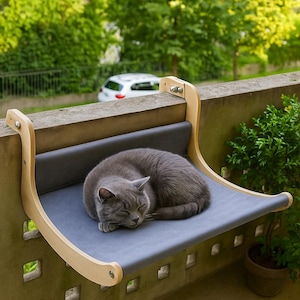 Handmade Cat Hammock: Hanging Cat Bed, Modern Outdoor Perch