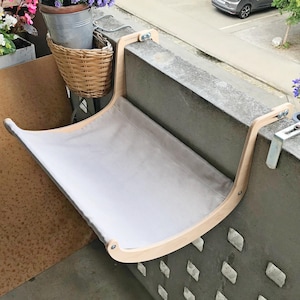 Outdoor Cat Hammock for Balcony Handmade Cat Shelf Bed Wooden Cat Perch for Outside Cat Furniture Unique Gift Idea for Cat Lovers and Cats