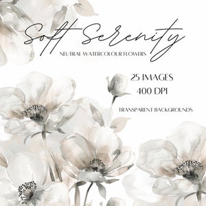 Aquarelle de fleurs blanches, clipart fleur neutre, aquarelle fleur des cliparts, fleurs blanches, clipart mariage, mariage, PNG haute qualité
