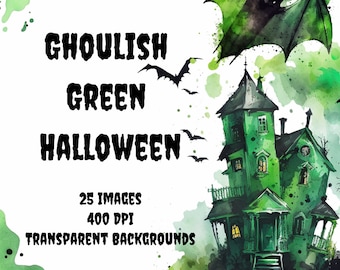 Halloween Clipart, Watercolor Halloween Clipart, Watercolor Clipart, Trick or Treat, Spooky, Halloween Party Decor, PNG, Happy Halloween Art