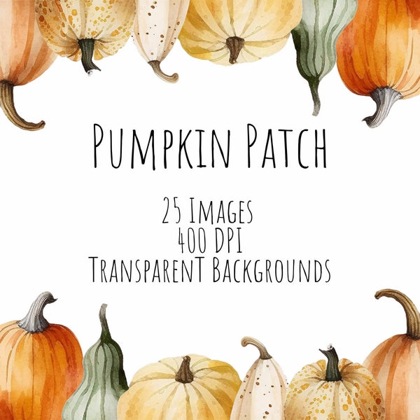 Pumpkin Patch, Watercolor Pumpkin Clipart, Cozy Autumn, Watercolor Autumn Clipart, Watercolor Fall Clipart, PNG, Fall Clipart, Fall Floral