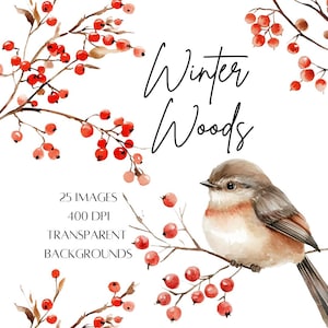 Aquarel winter clipart - aquarel winter groen - winter forest gebladerte - kerst clipart - vakantie clipart - dennentak - hulst